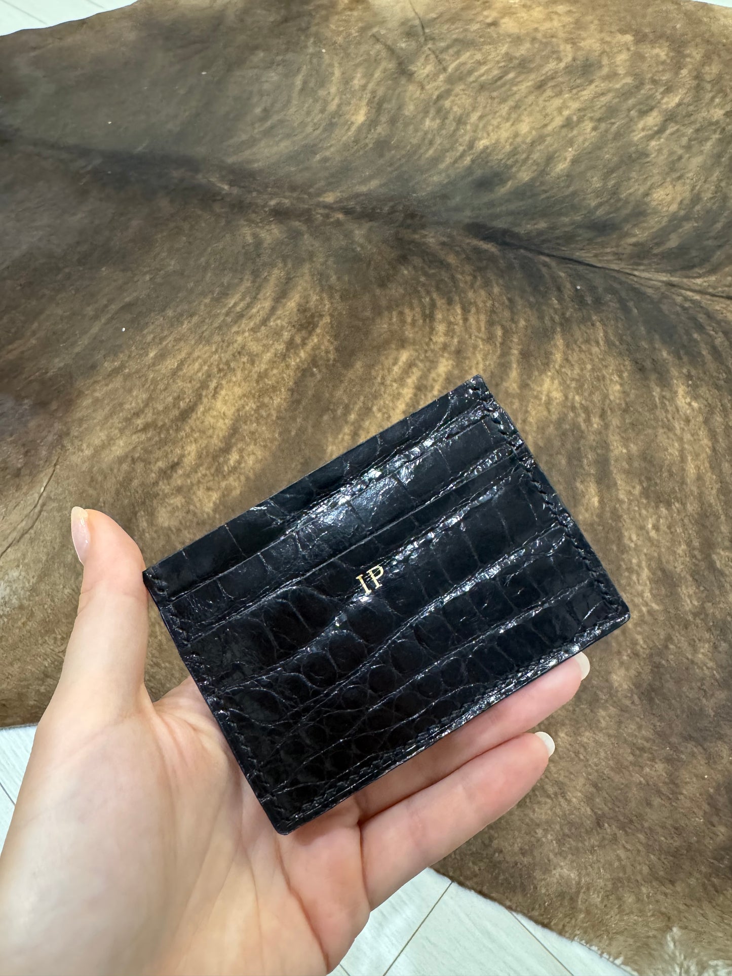 Croco Leather Black Card holder