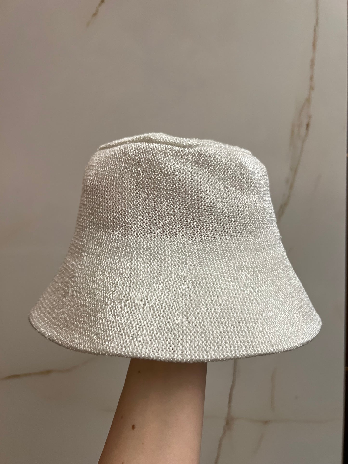 White Payettes Silk Bucket Hat