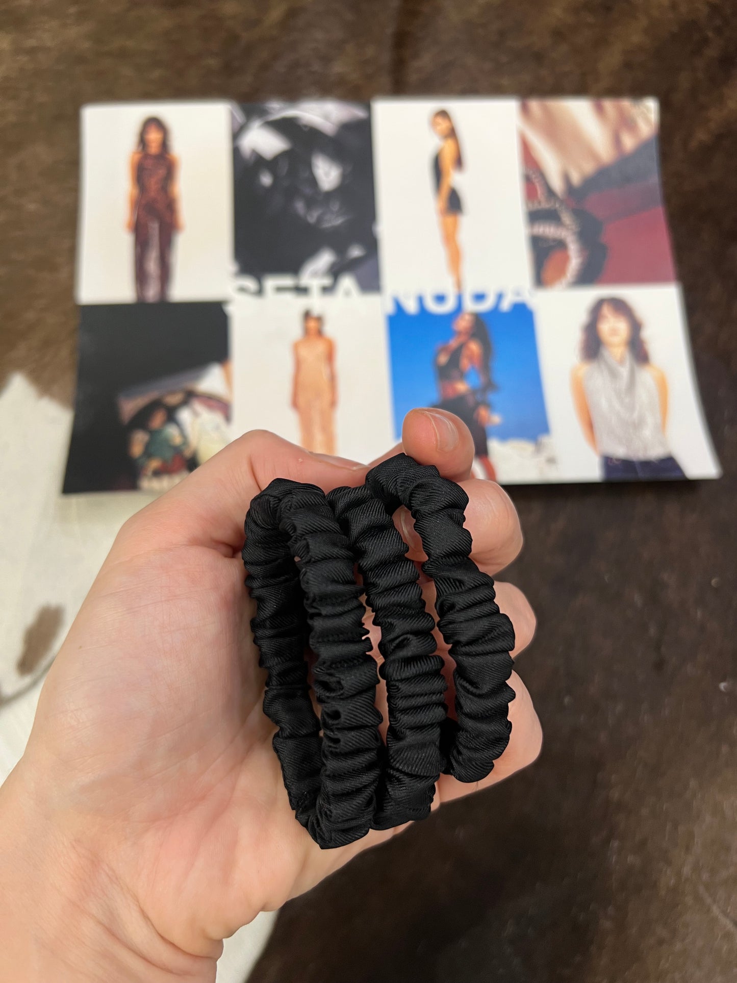 3 Pack Small Silk Scrunchies Black Matte