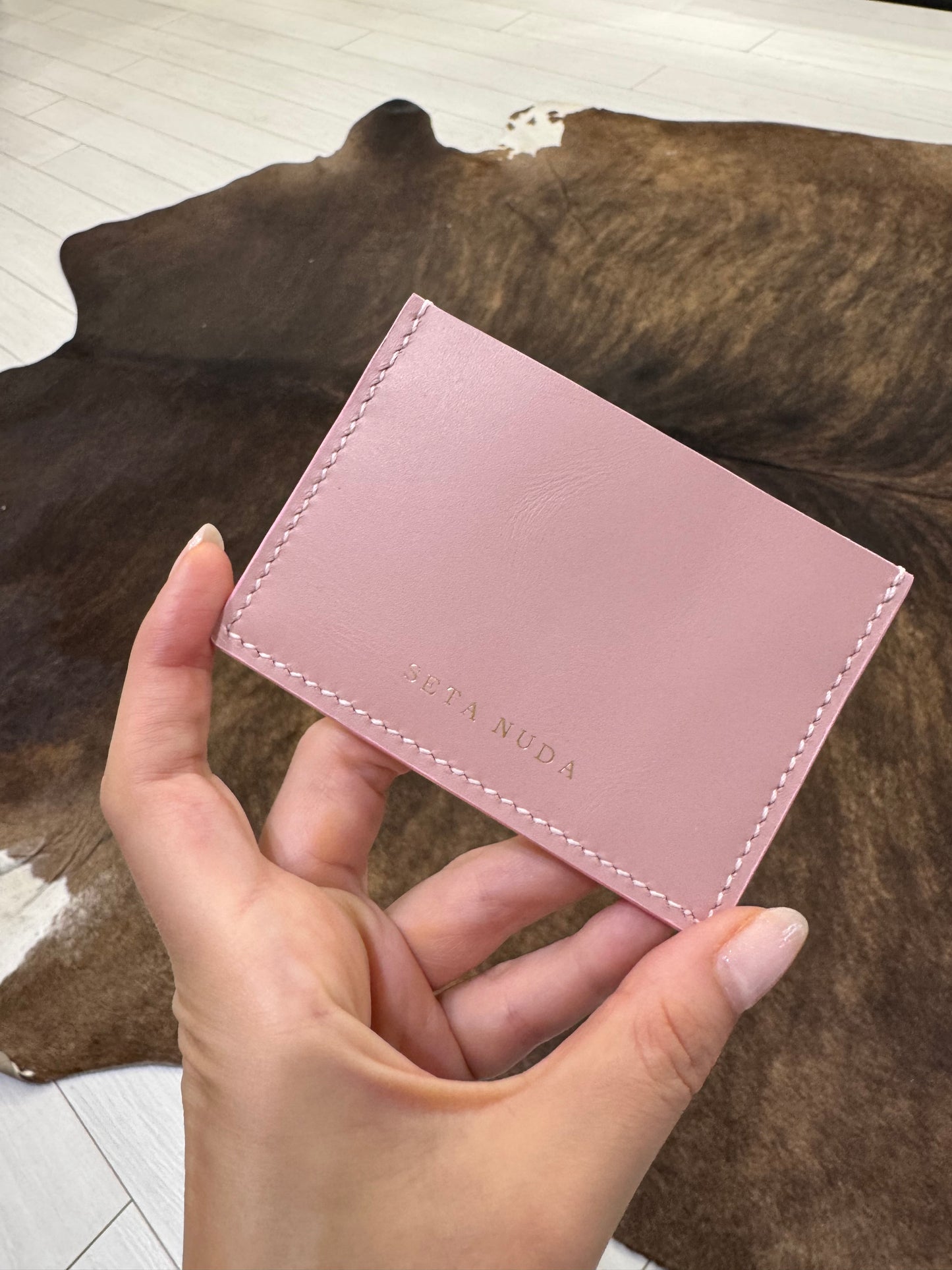 Powder Pink Leather Card holder