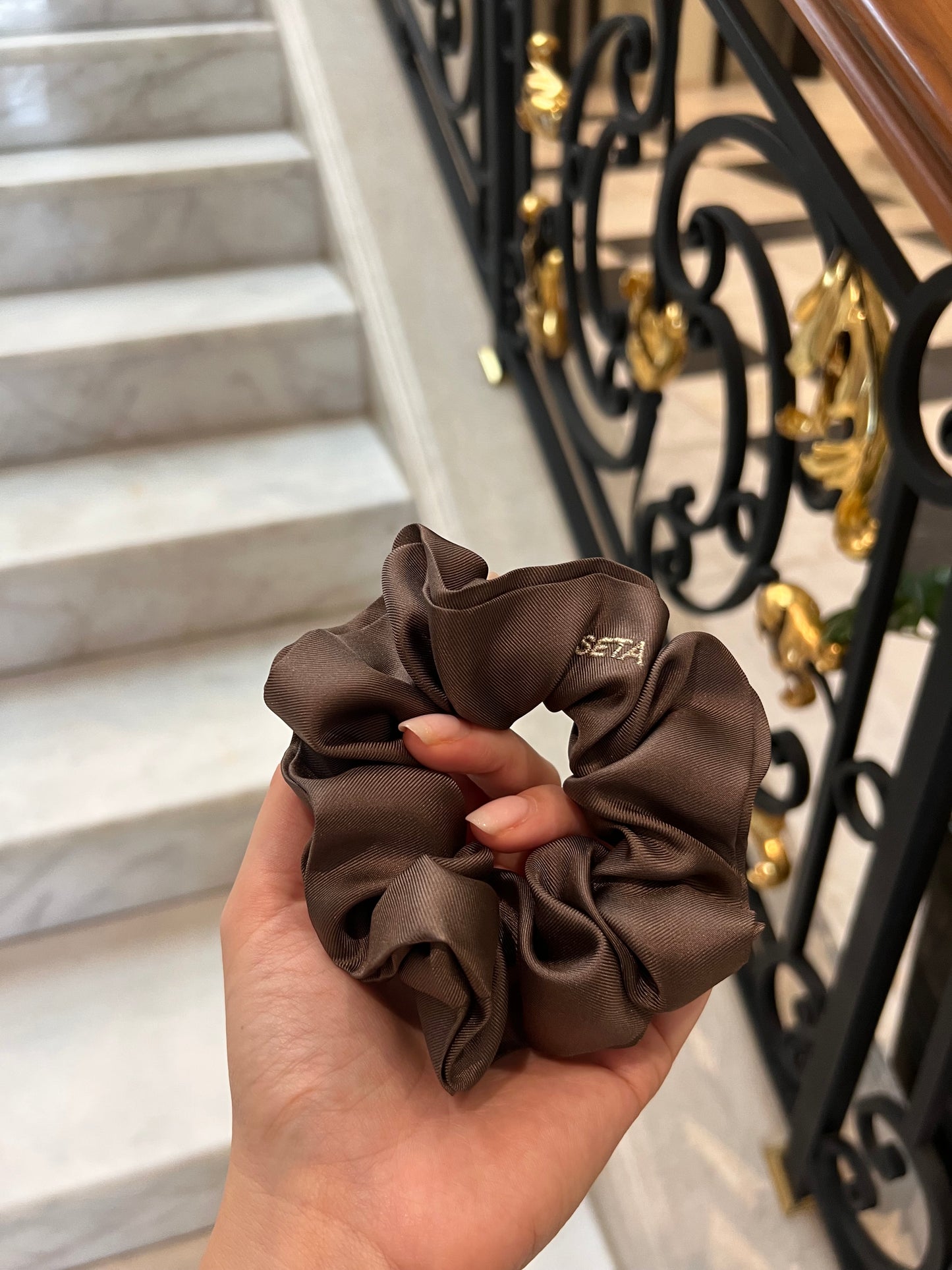 Matte Brown Silk Scrunchie