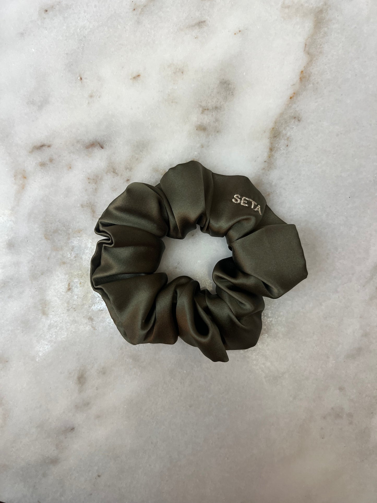 Gardenia Green Silk Scrunchie