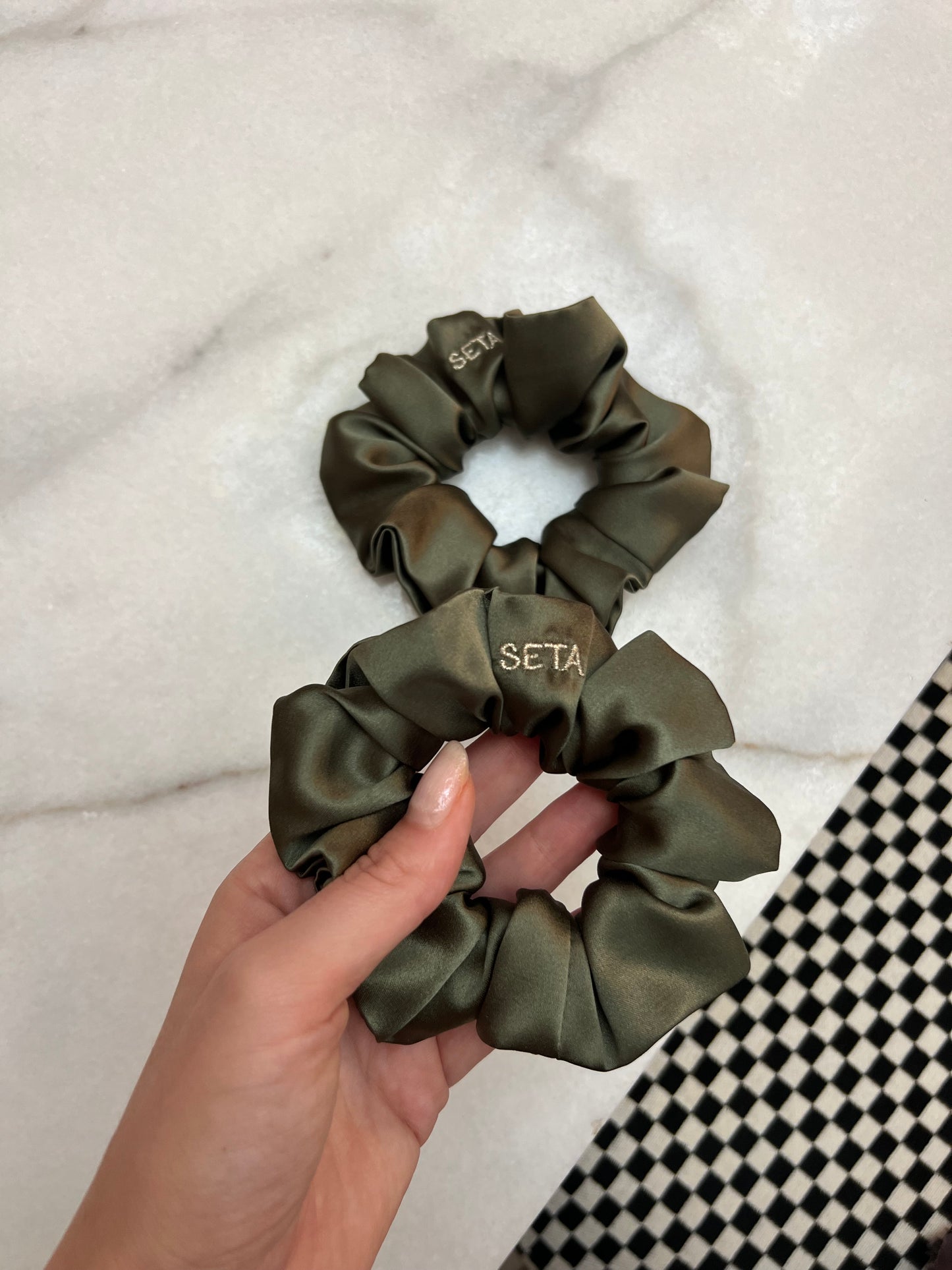 Gardenia Green Silk Scrunchie