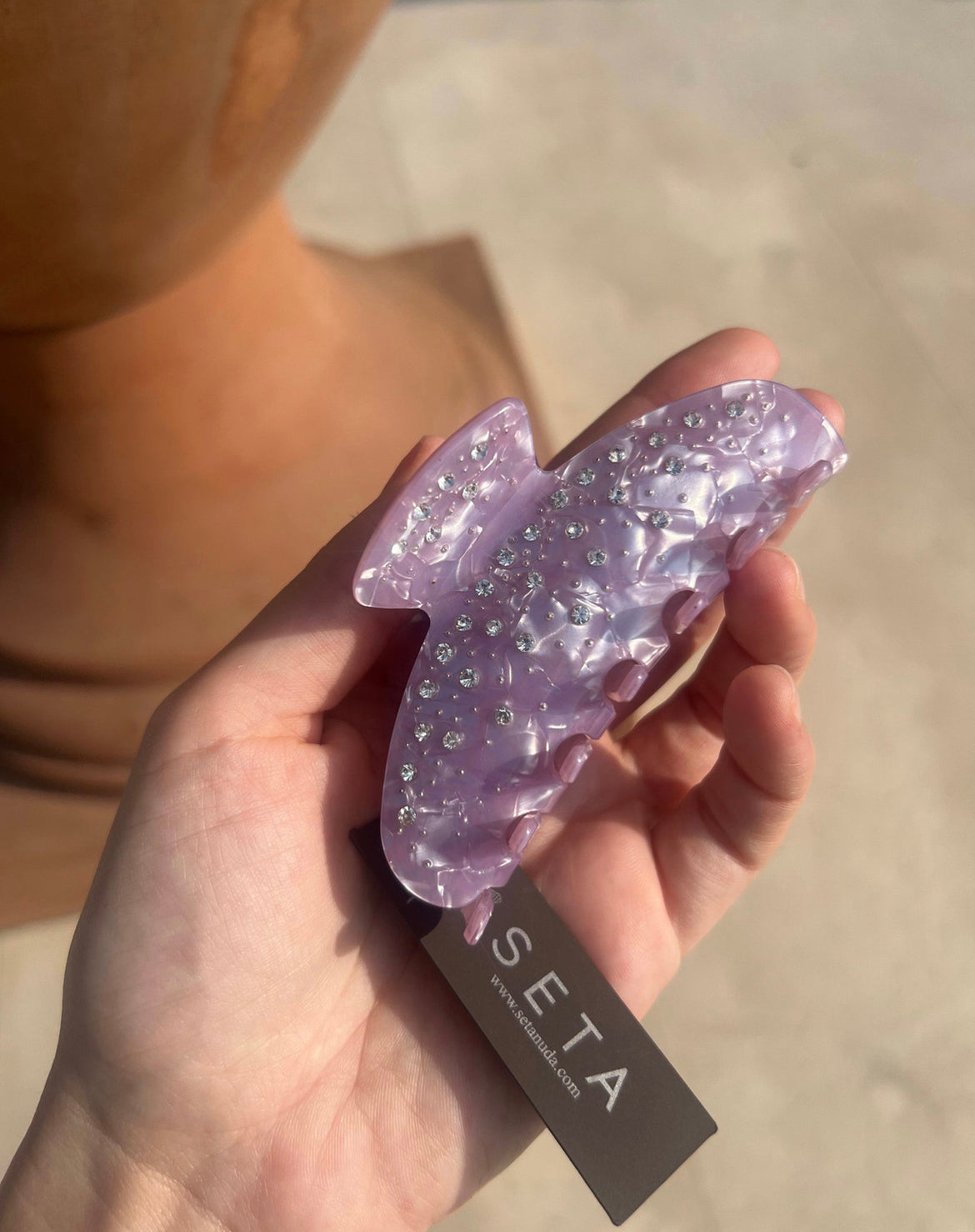 Fermaglio per capelli con diamante viola morbido