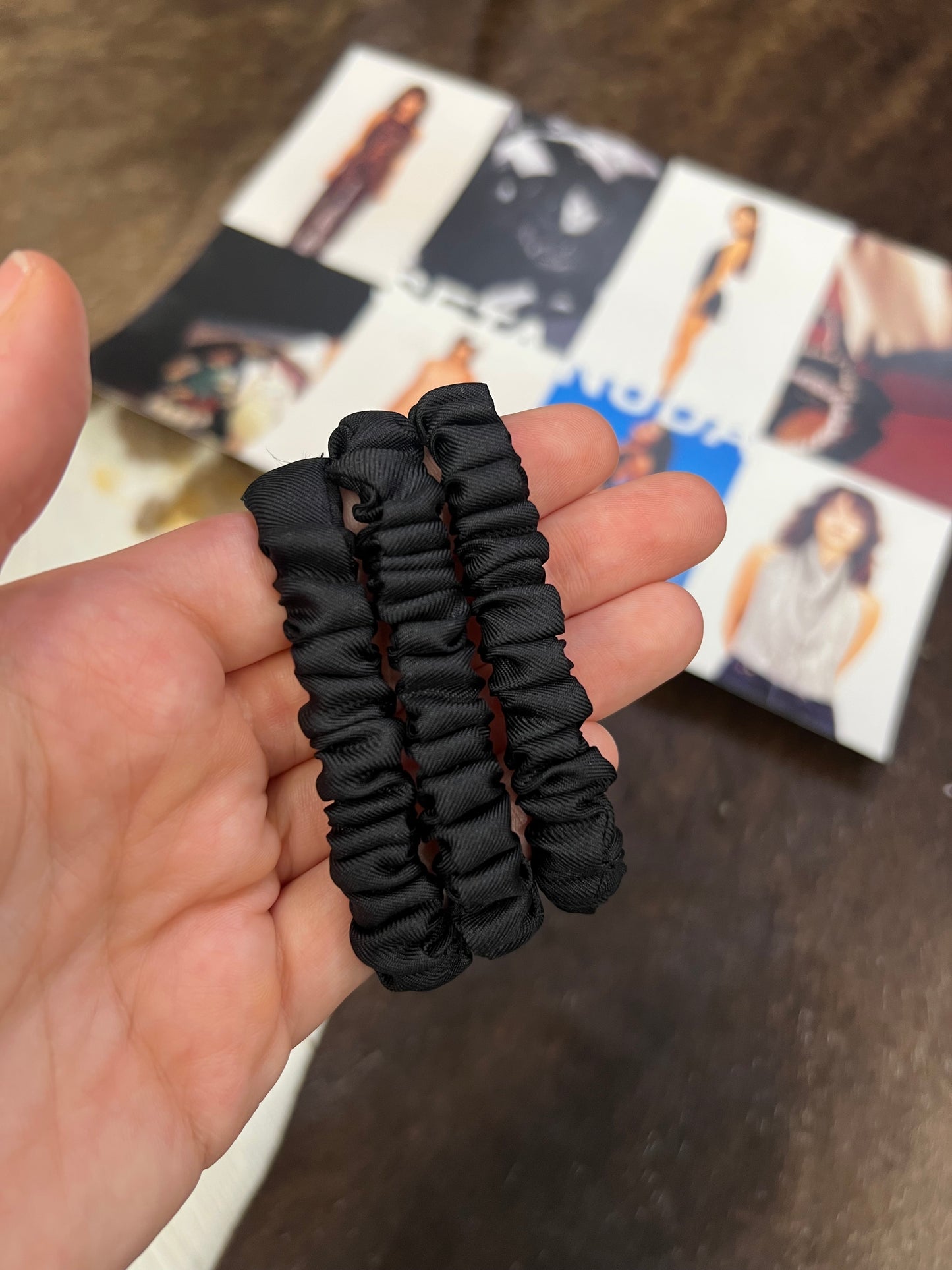 3 Pack Small Silk Scrunchies Black Matte
