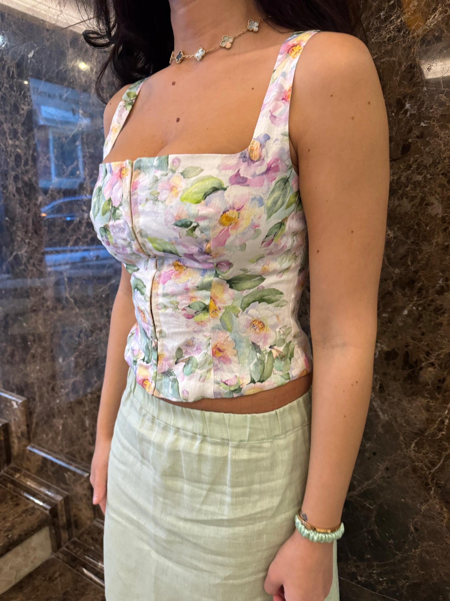Floral Linen Corset