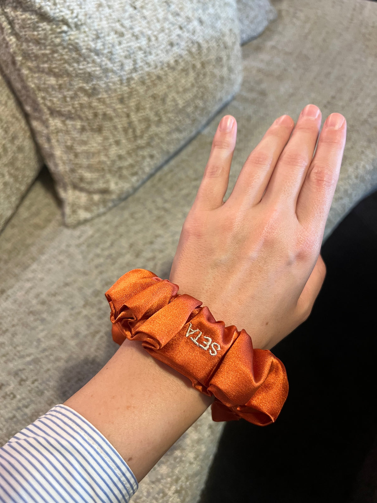 Dark Amber Silk Scrunchie