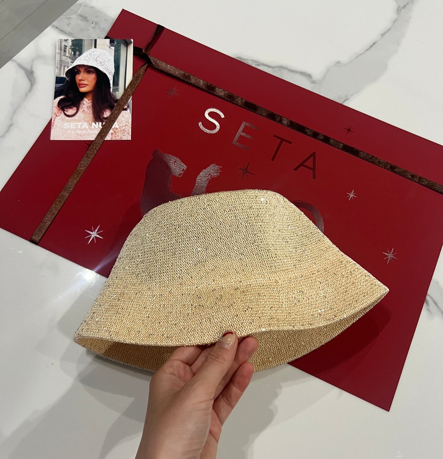 Light Gold Payettes Silk Bucket Hat