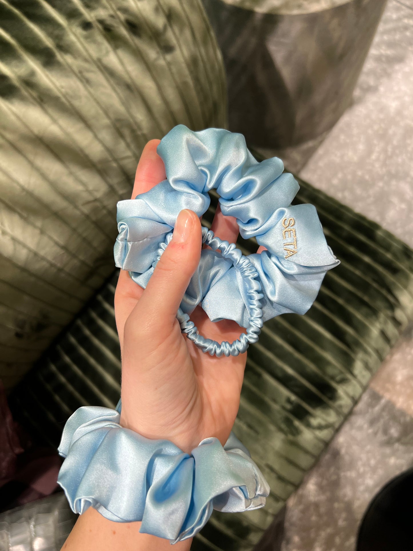 Baby Blue Silk Scrunchie