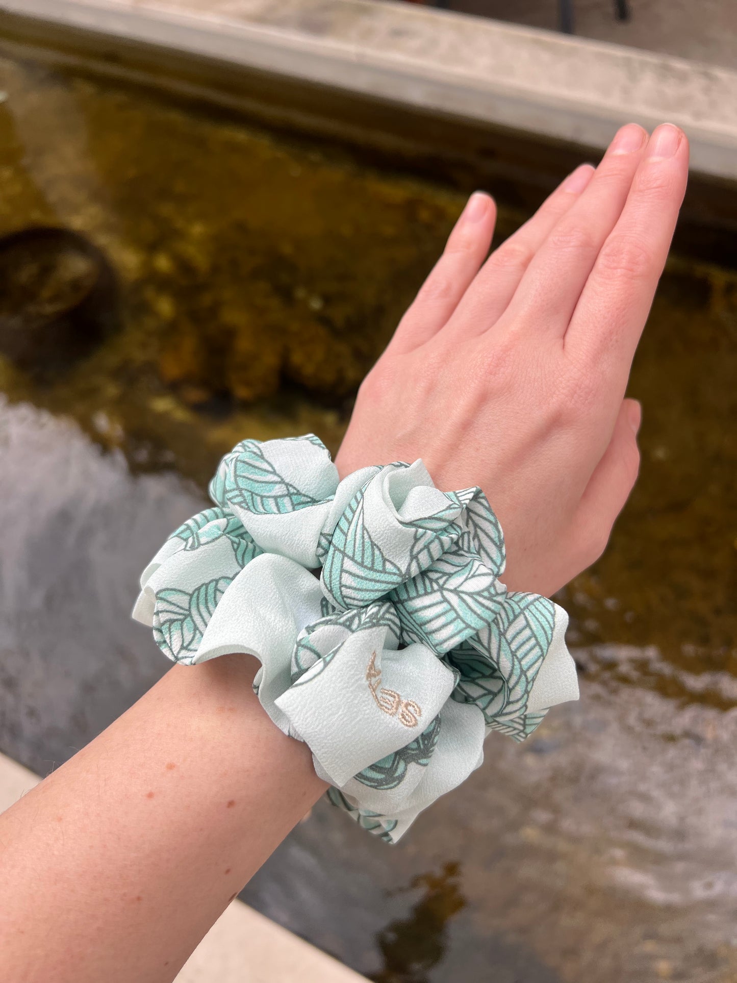 Minty Chains Silk Scrunchie