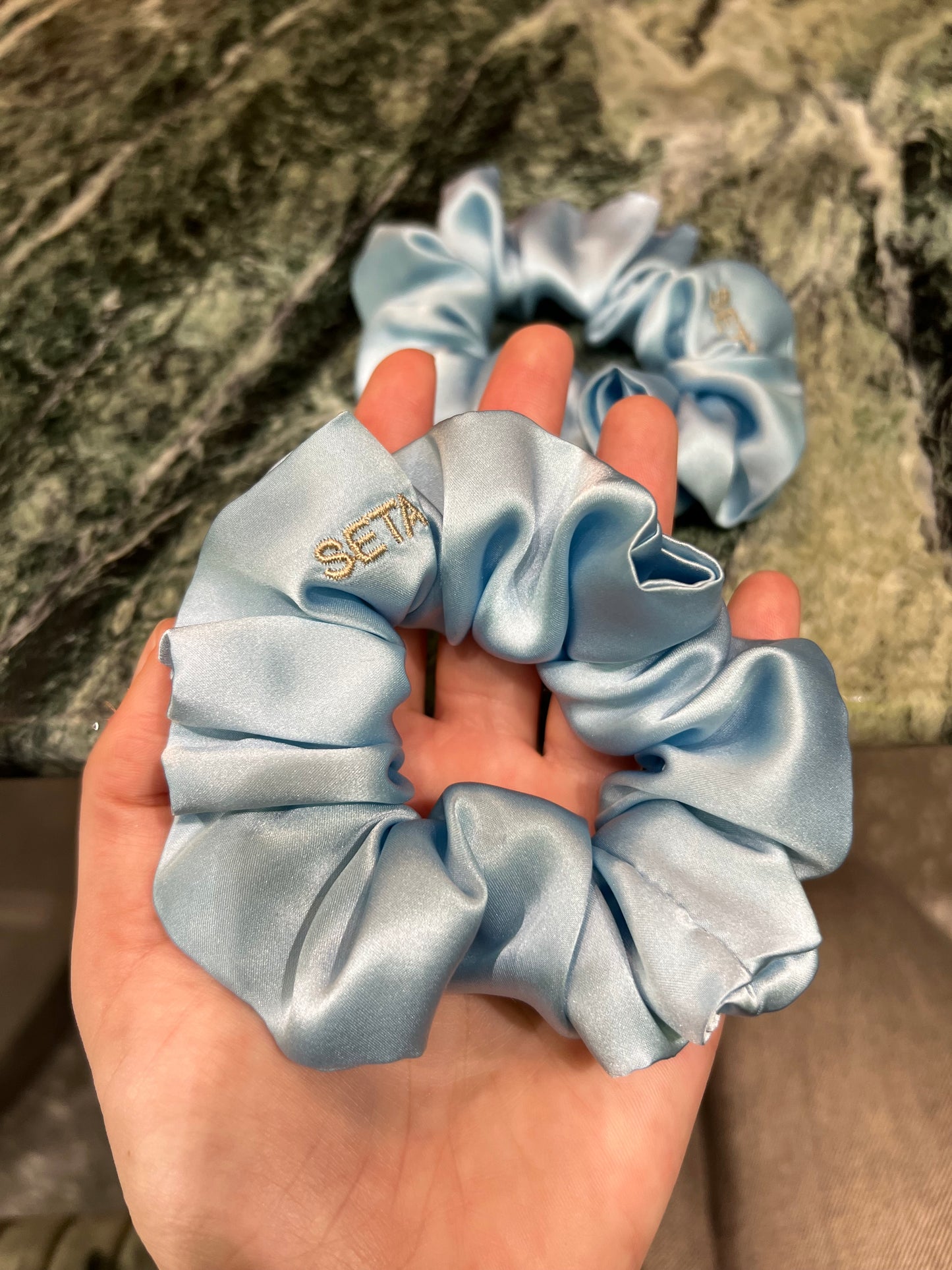 Baby Blue Silk Scrunchie