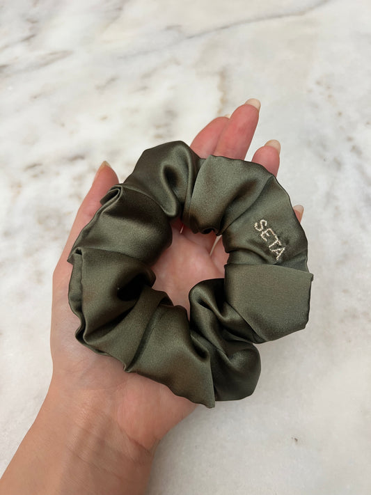 Gardenia Green Silk Scrunchie