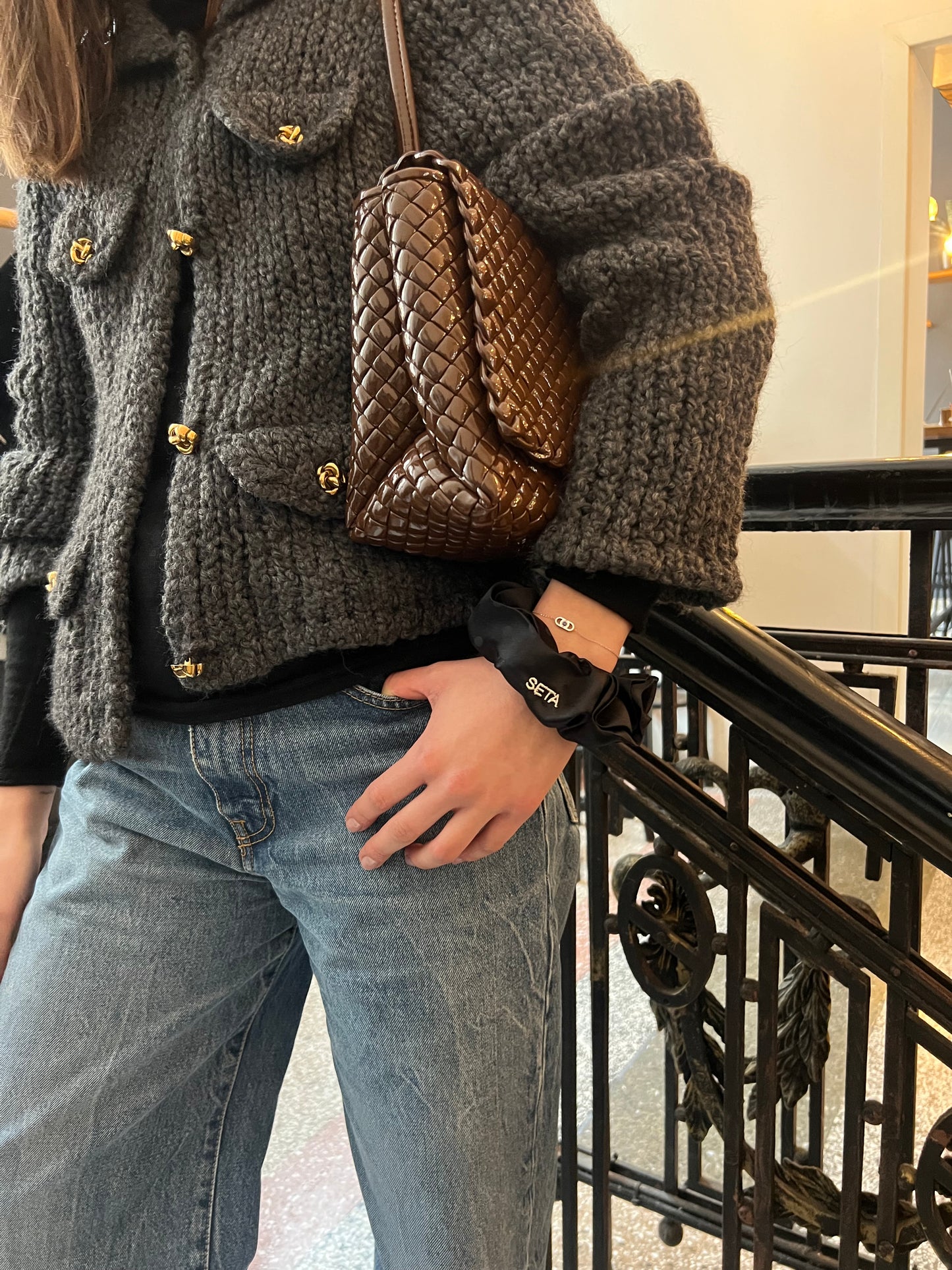 Dolce Black Silk Scrunchie