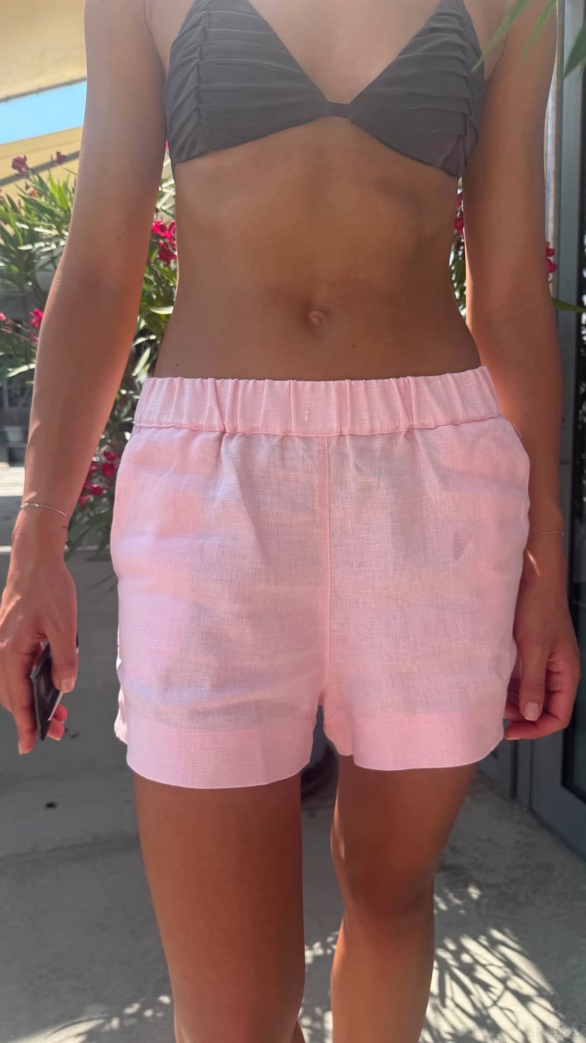 Pink Linen Shorts