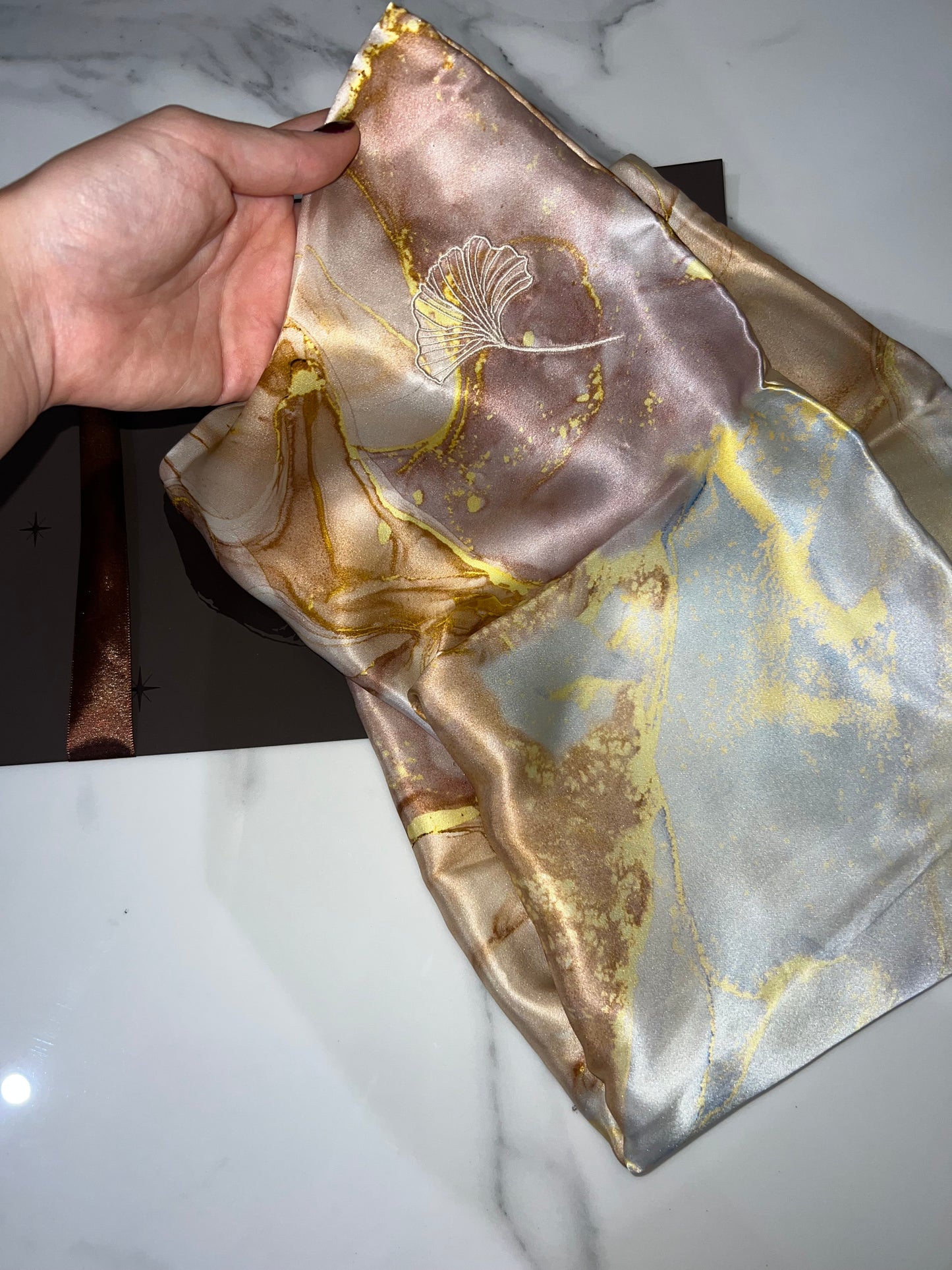Golden Marble Silk Pillowcase