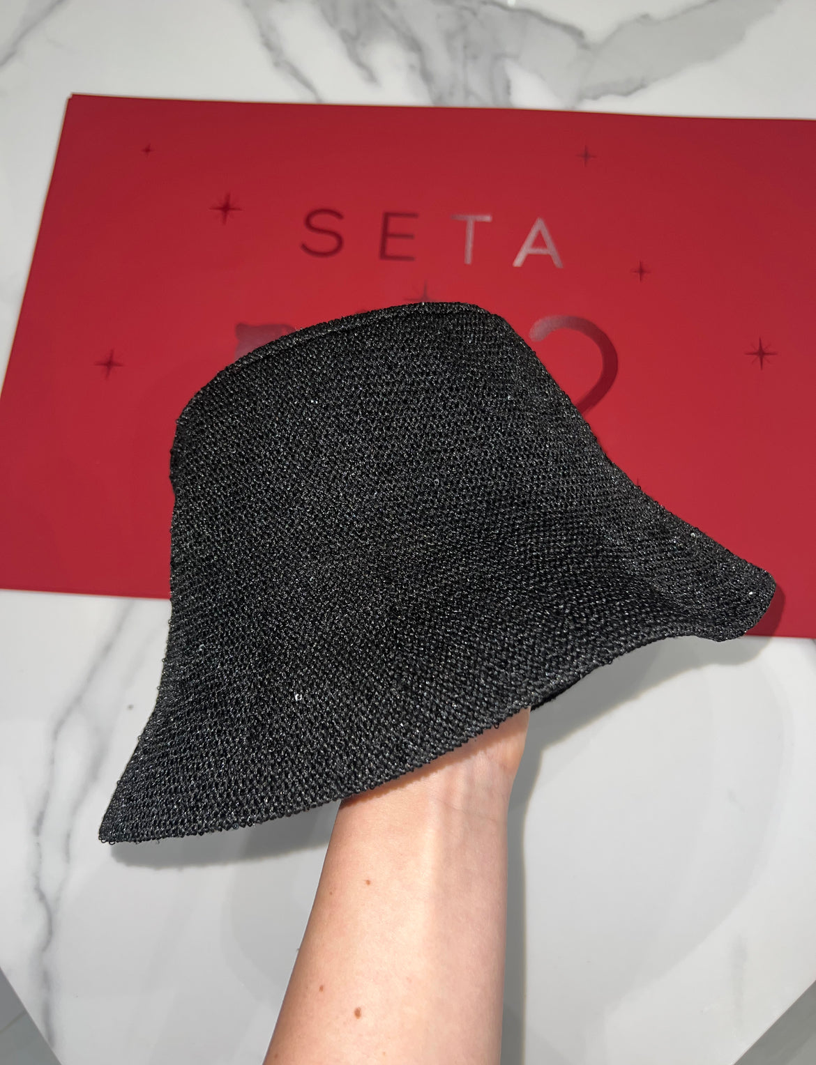 Black Payettes Silk Bucket Hat