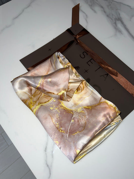 Golden Marble Silk Pillowcase