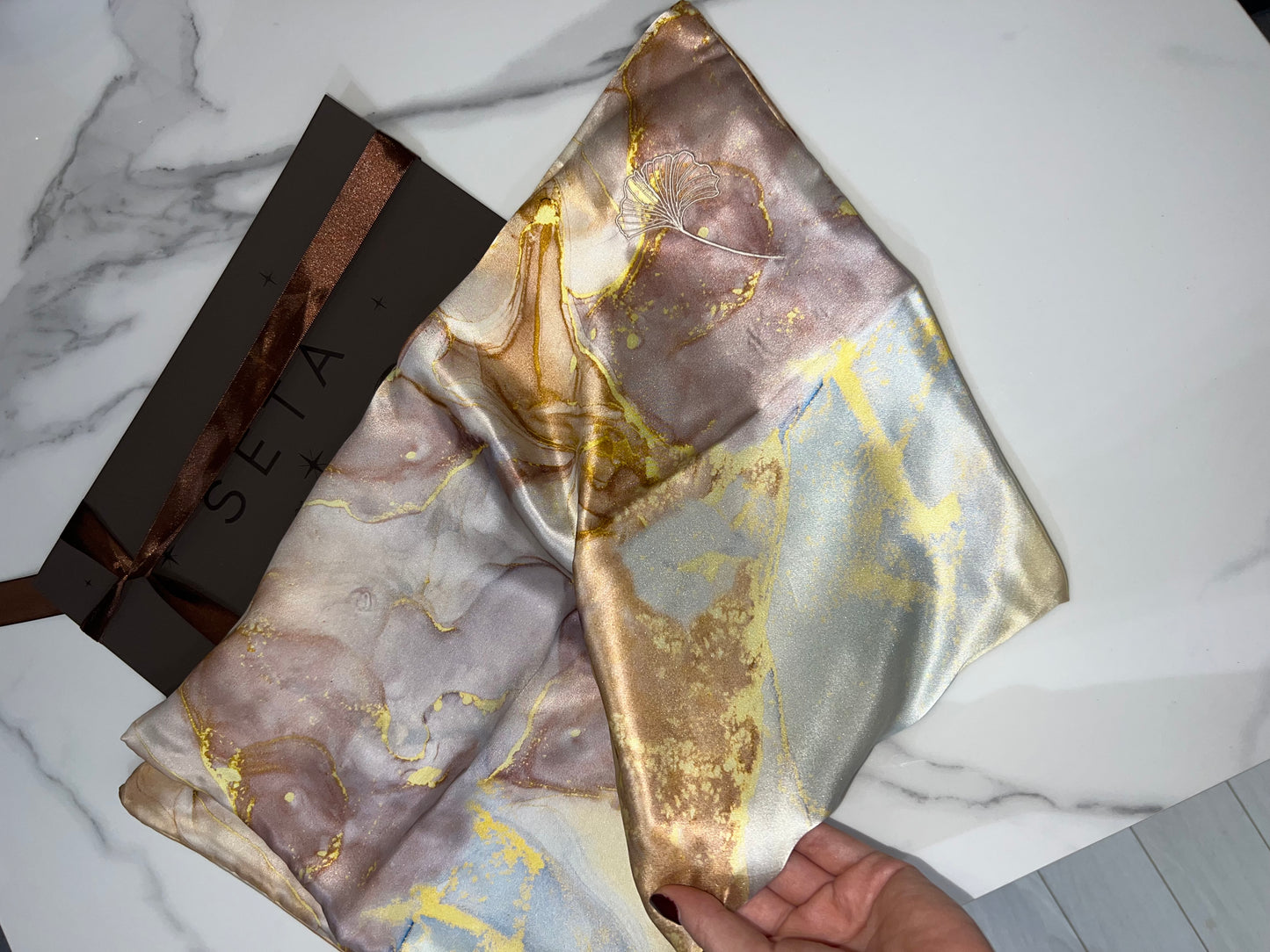 Golden Marble Silk Pillowcase