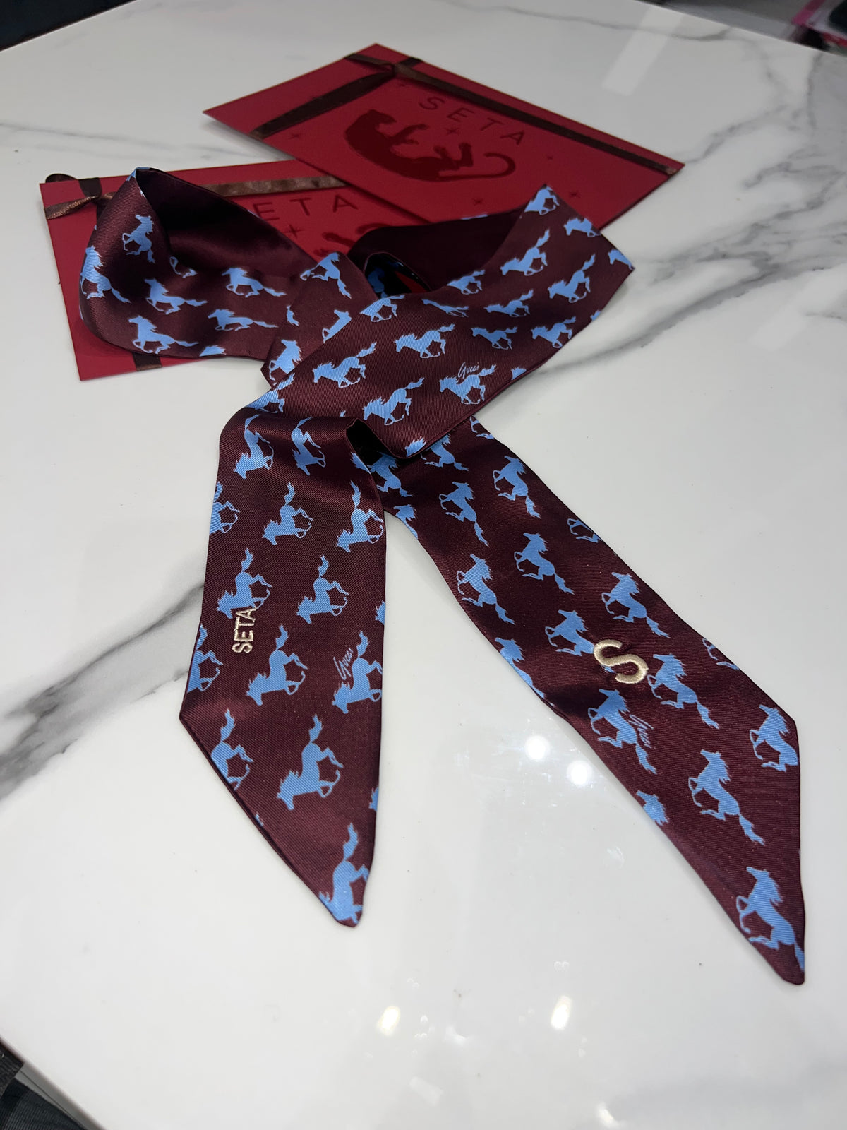 Cavallo Blu Silk Twilly