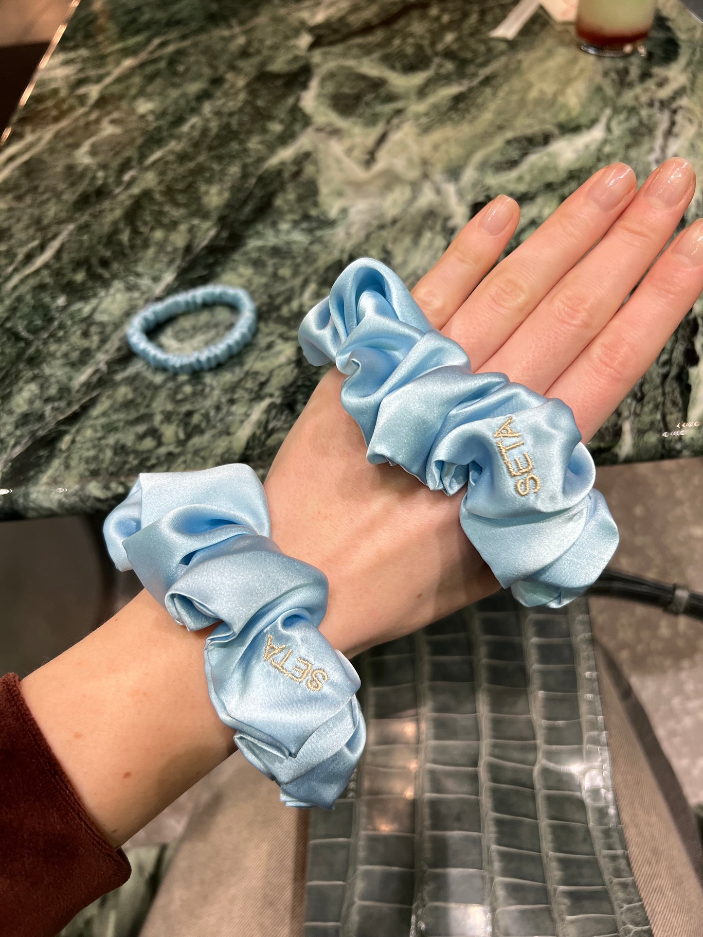 Baby Blue Silk Scrunchie