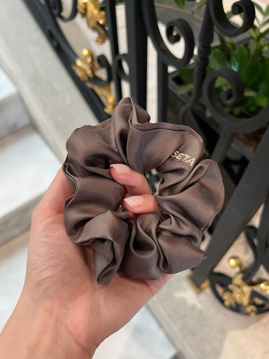 Matte Brown Silk Scrunchie