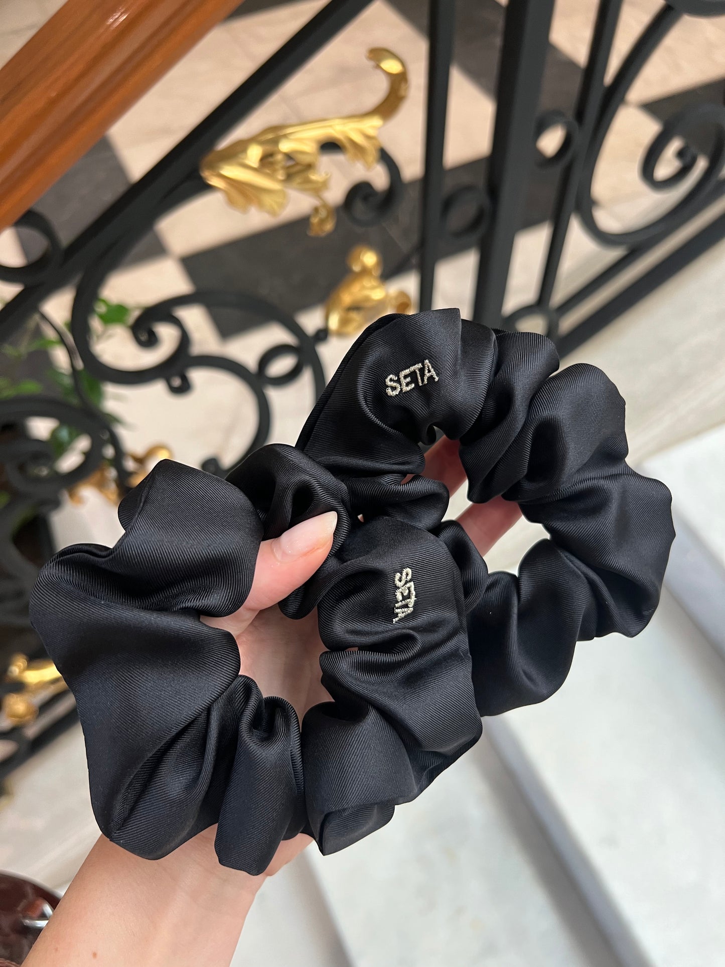 Matte Black Silk Scrunchie