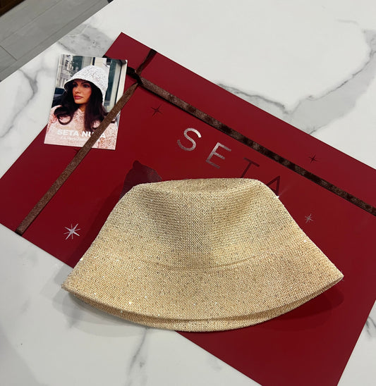 Light Gold Payettes Silk Bucket Hat