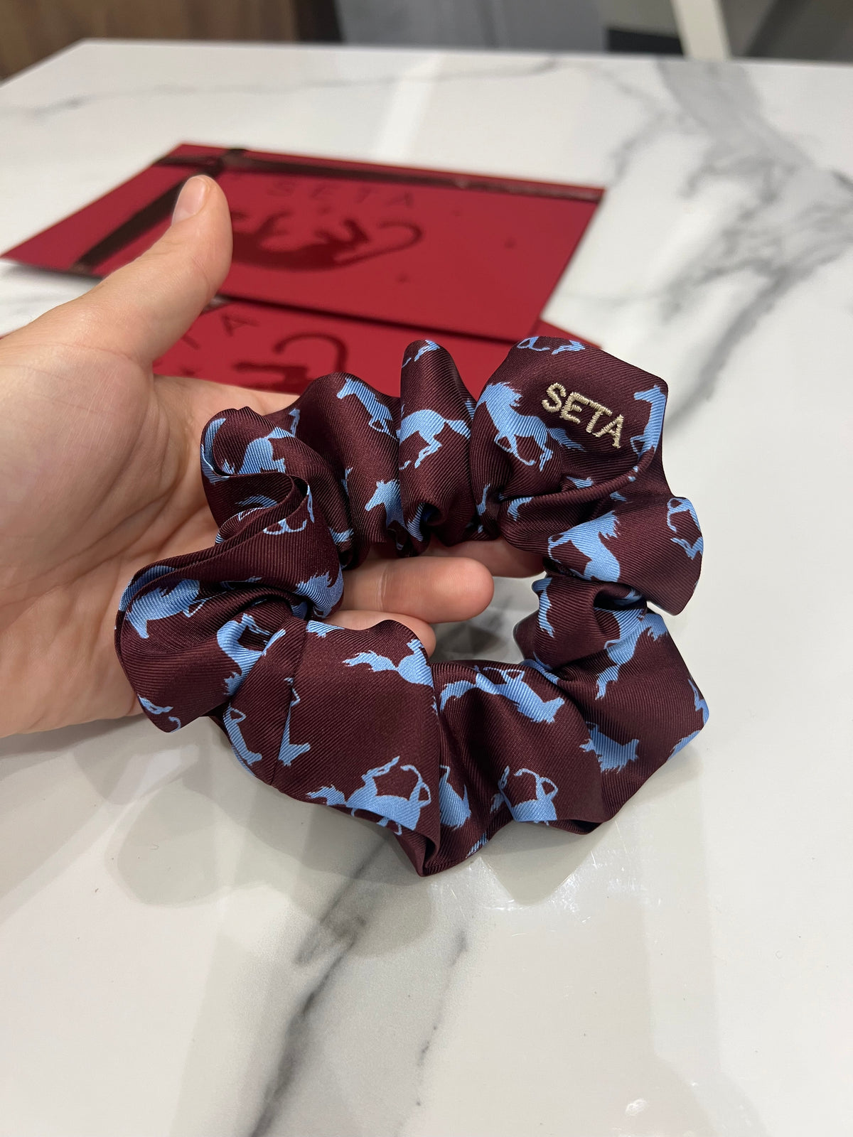 Cavallo Blu Silk Scrunchie