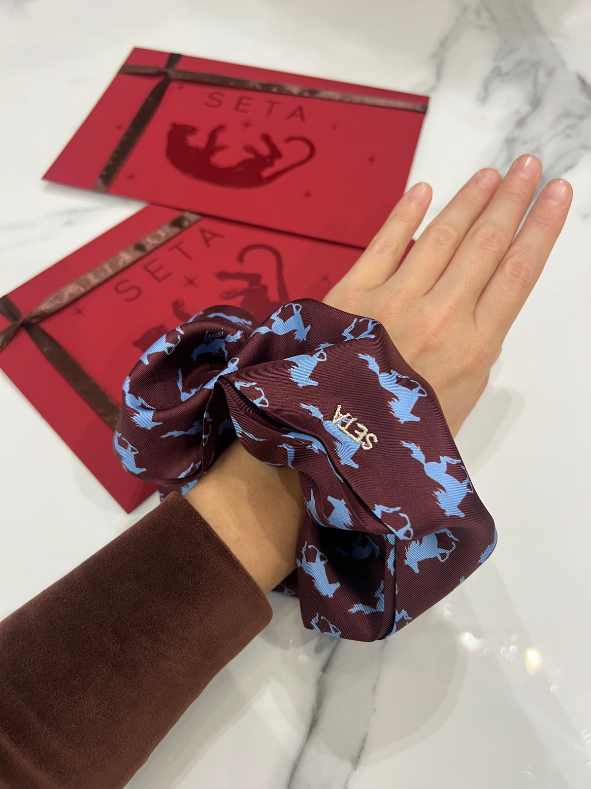 Cavallo Blu Silk Scrunchie