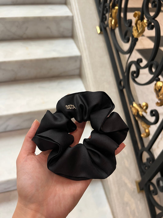 Matte Black Silk Scrunchie