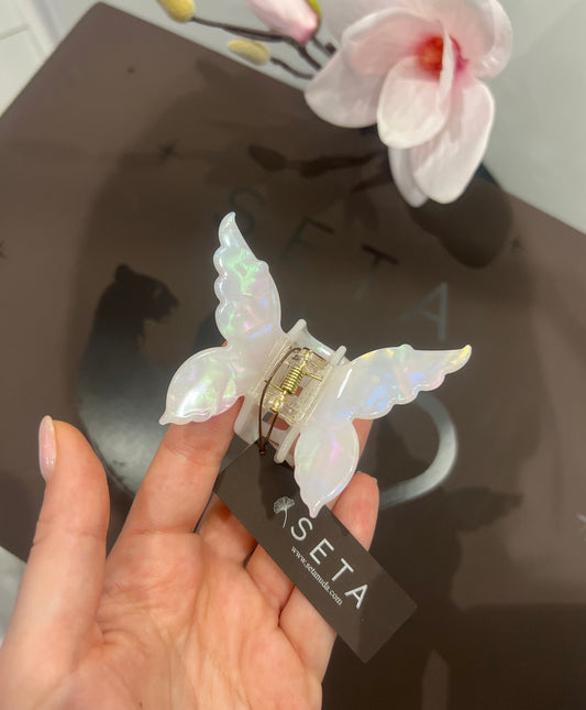 Fermaglio per capelli a forma di farfalla bianca