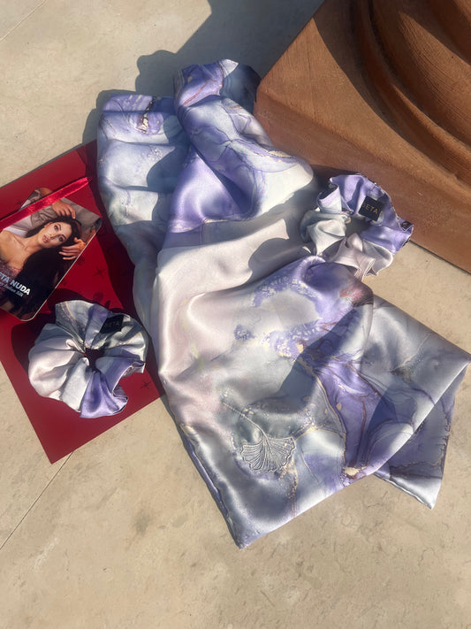Federa in seta Purple Marble Dreams