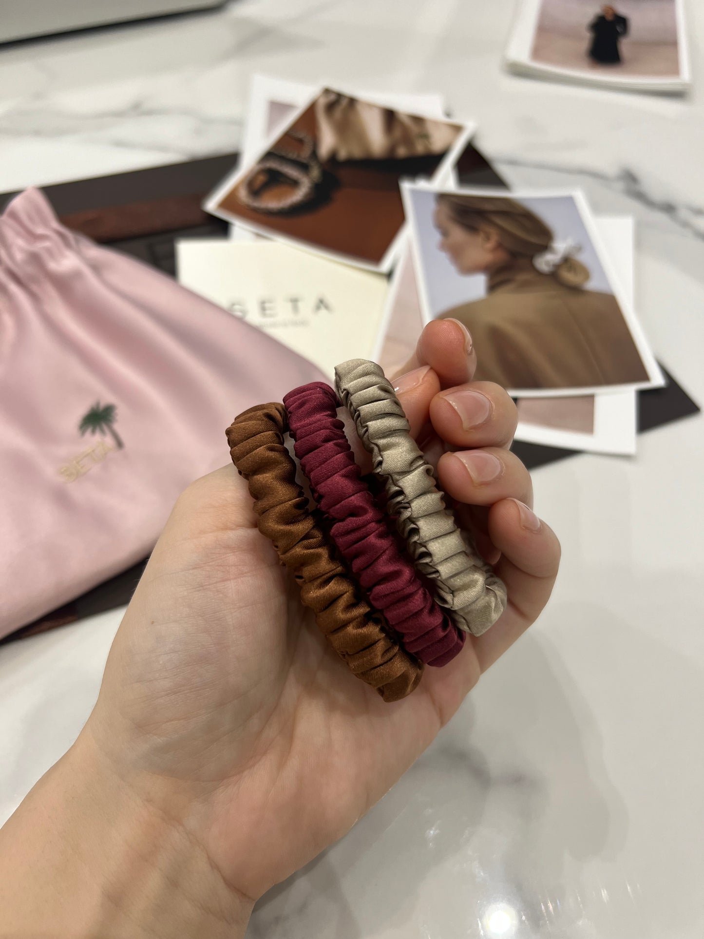 Autumn 3 Pack Small Silk Scrunchies