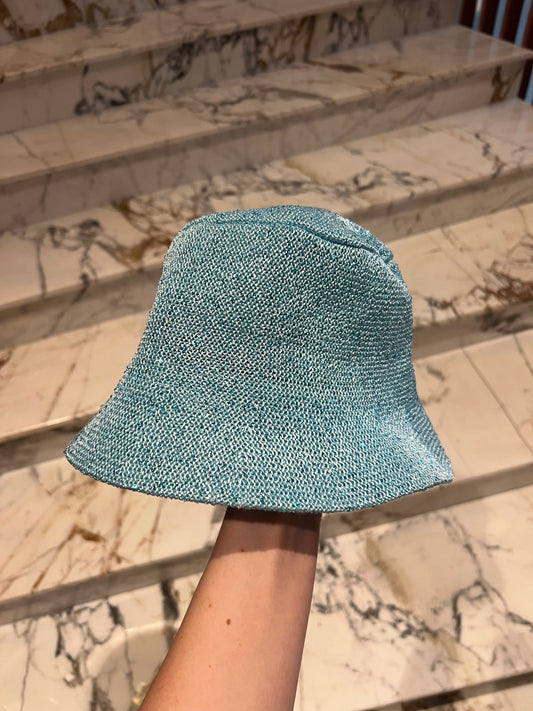 Light Blue Payettes Silk Bucket Hat
