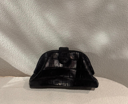 Black Crocodile Leather Bag