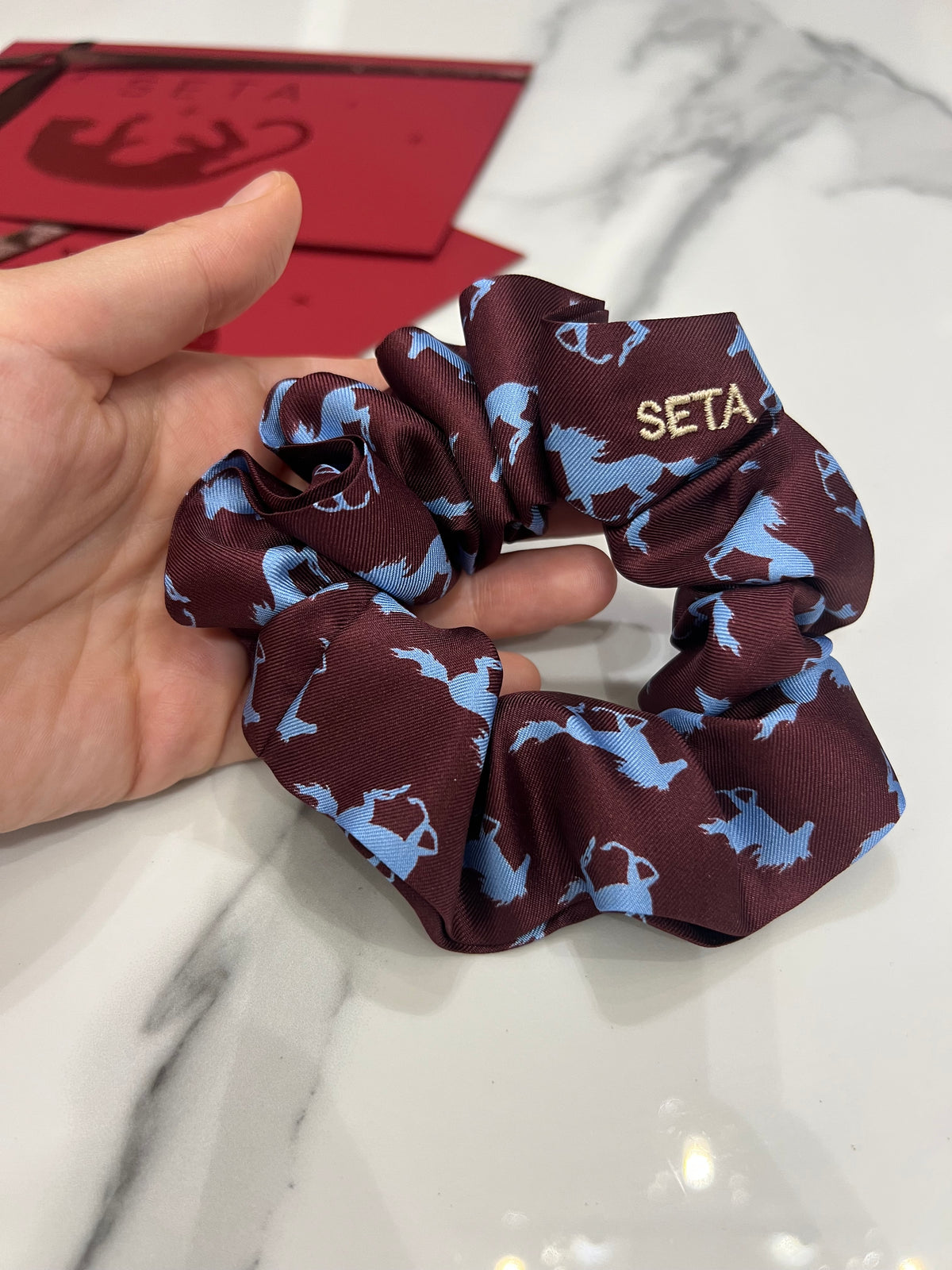 Cavallo Blu Silk Scrunchie