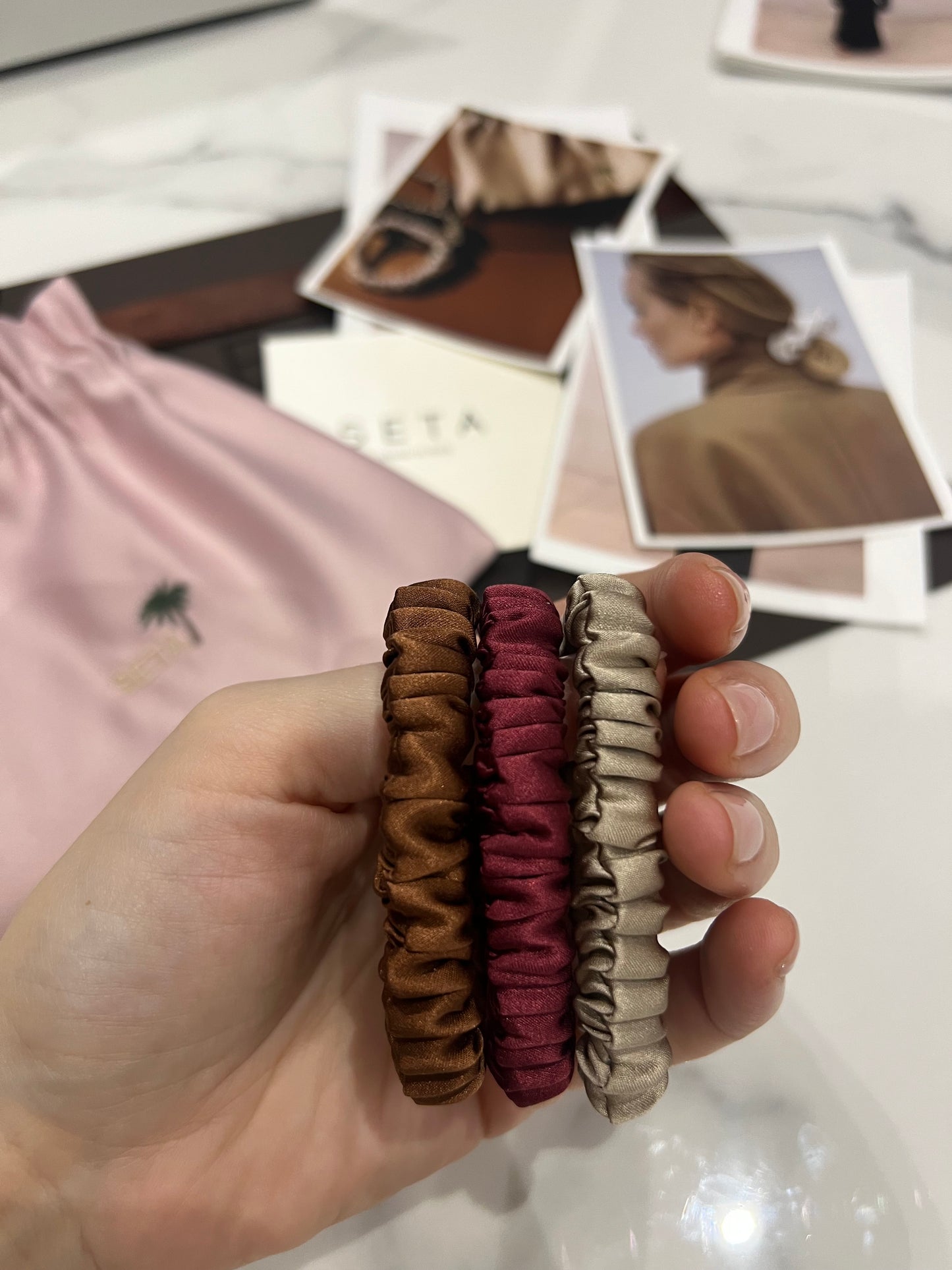 Autumn 3 Pack Small Silk Scrunchies