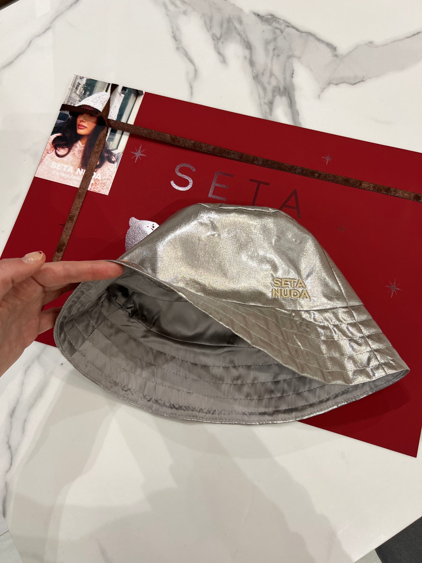 Silver Shine Silk Bucket Hat