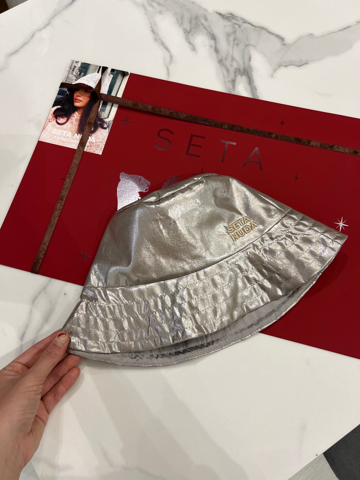 Silver Shine Silk Bucket Hat