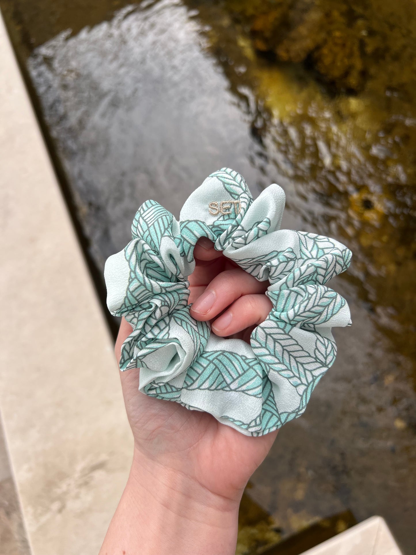 Minty Chains Silk Scrunchie