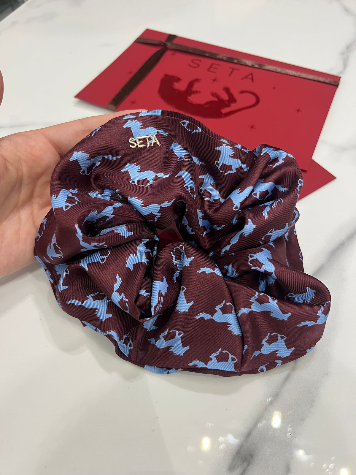 Cavallo Blu Silk Scrunchie