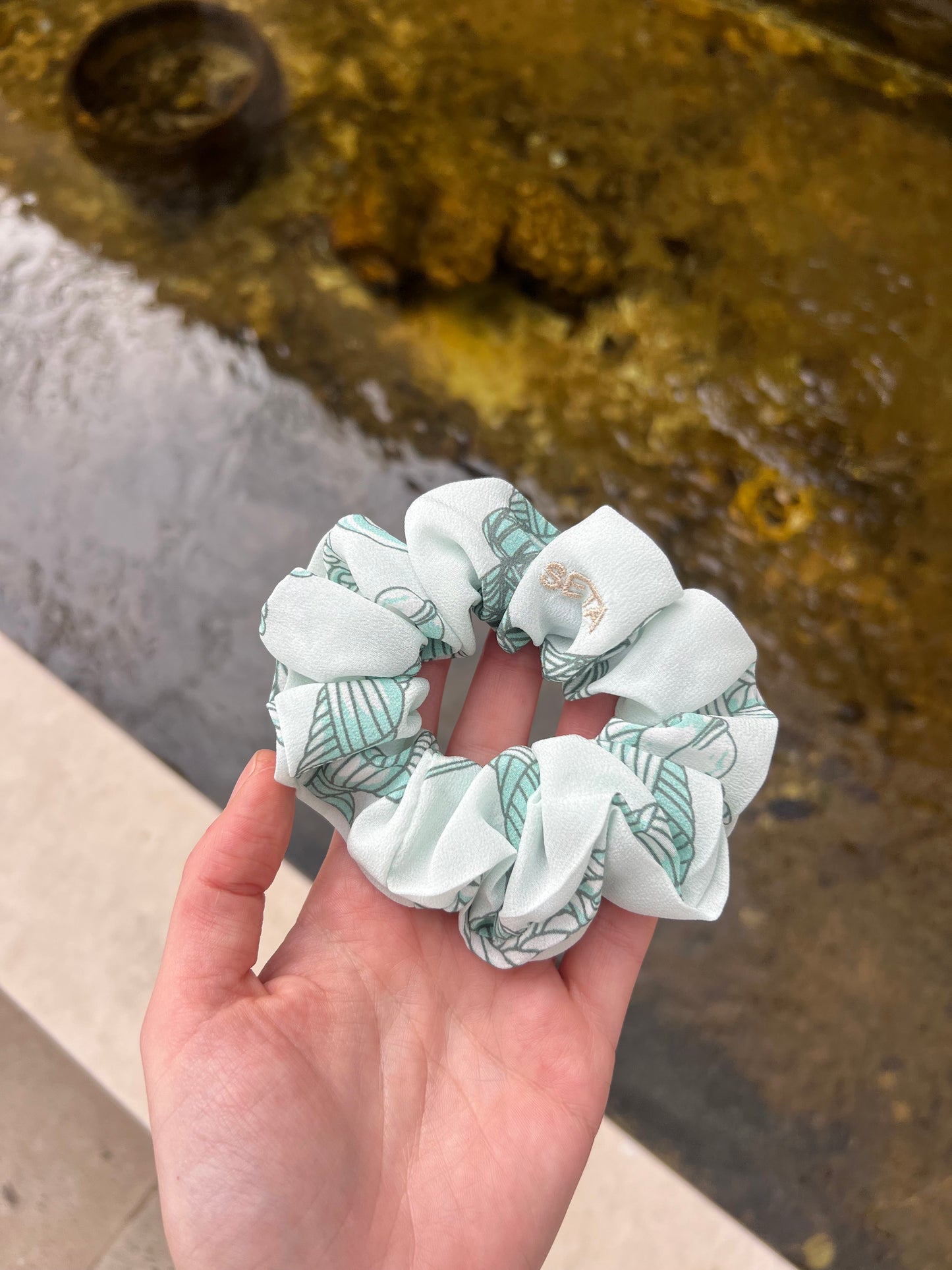 Minty Chains Silk Scrunchie