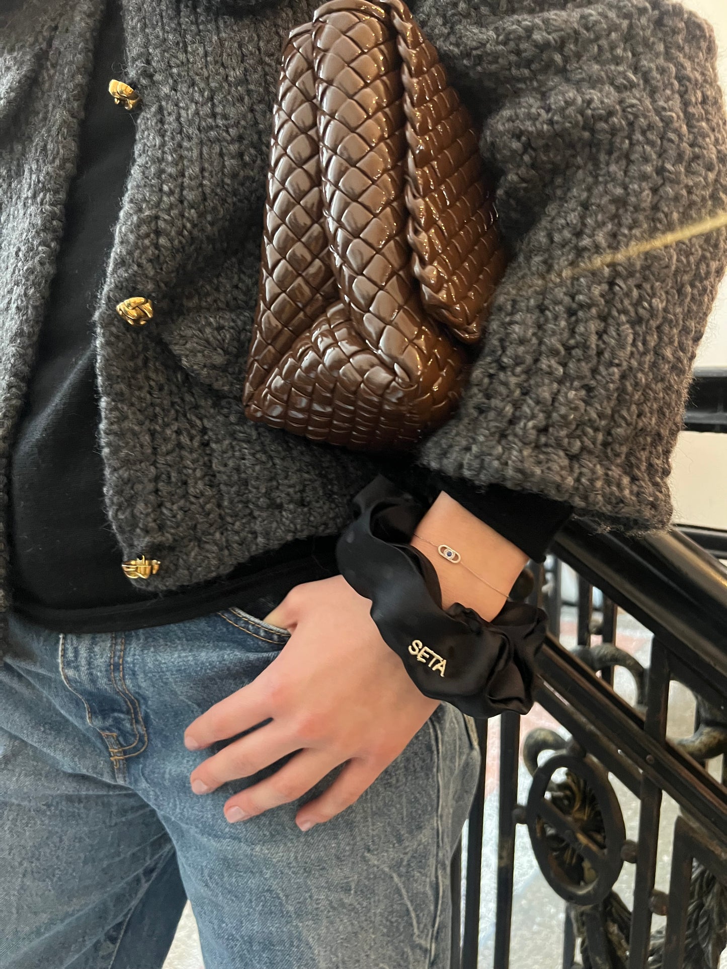 Dolce Black Silk Scrunchie