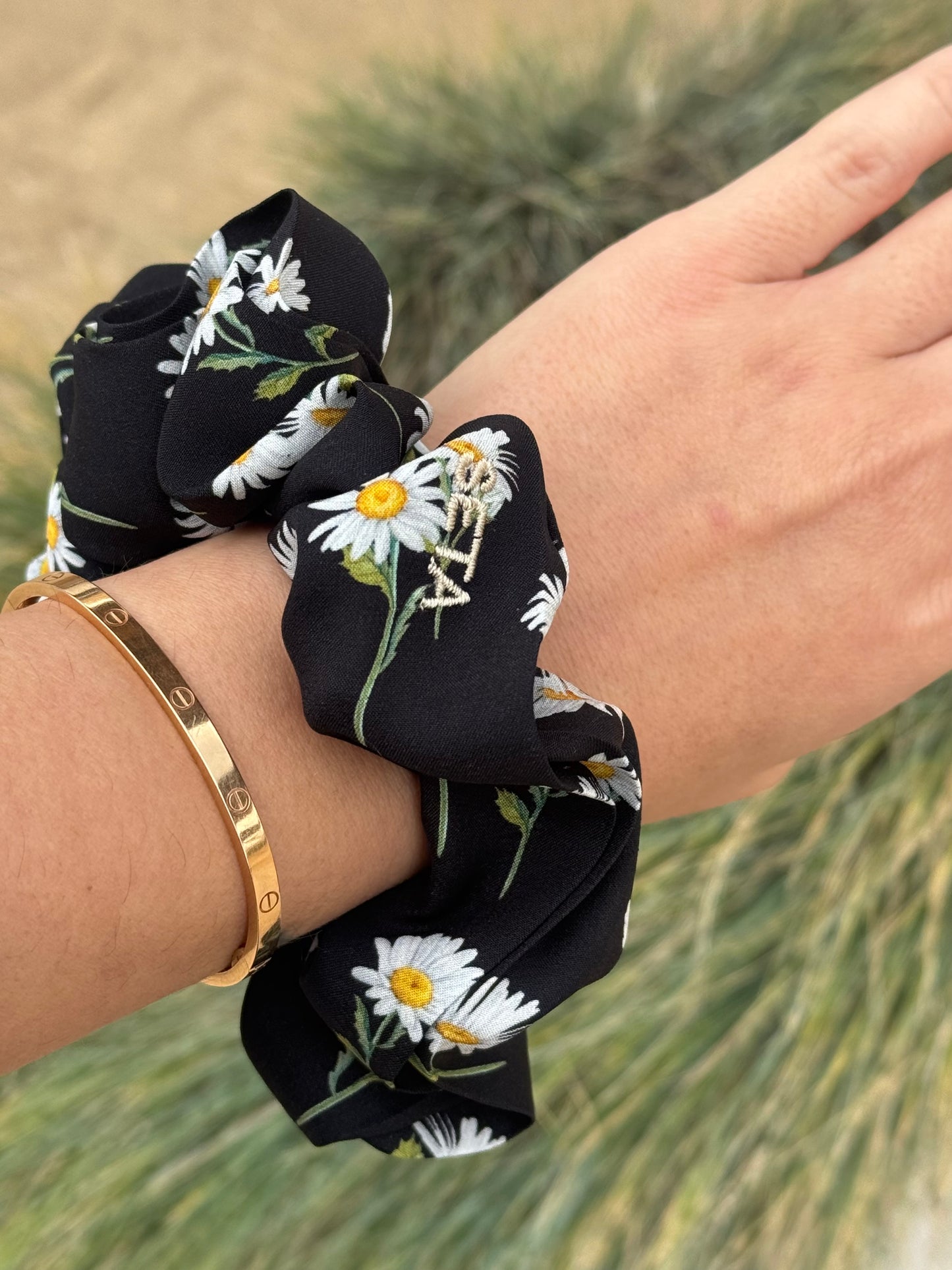 Daisy Silk Scrunchie