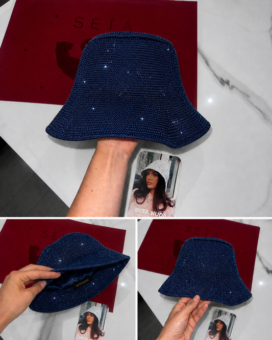 Royal Blue Payettes Silk Bucket Hat