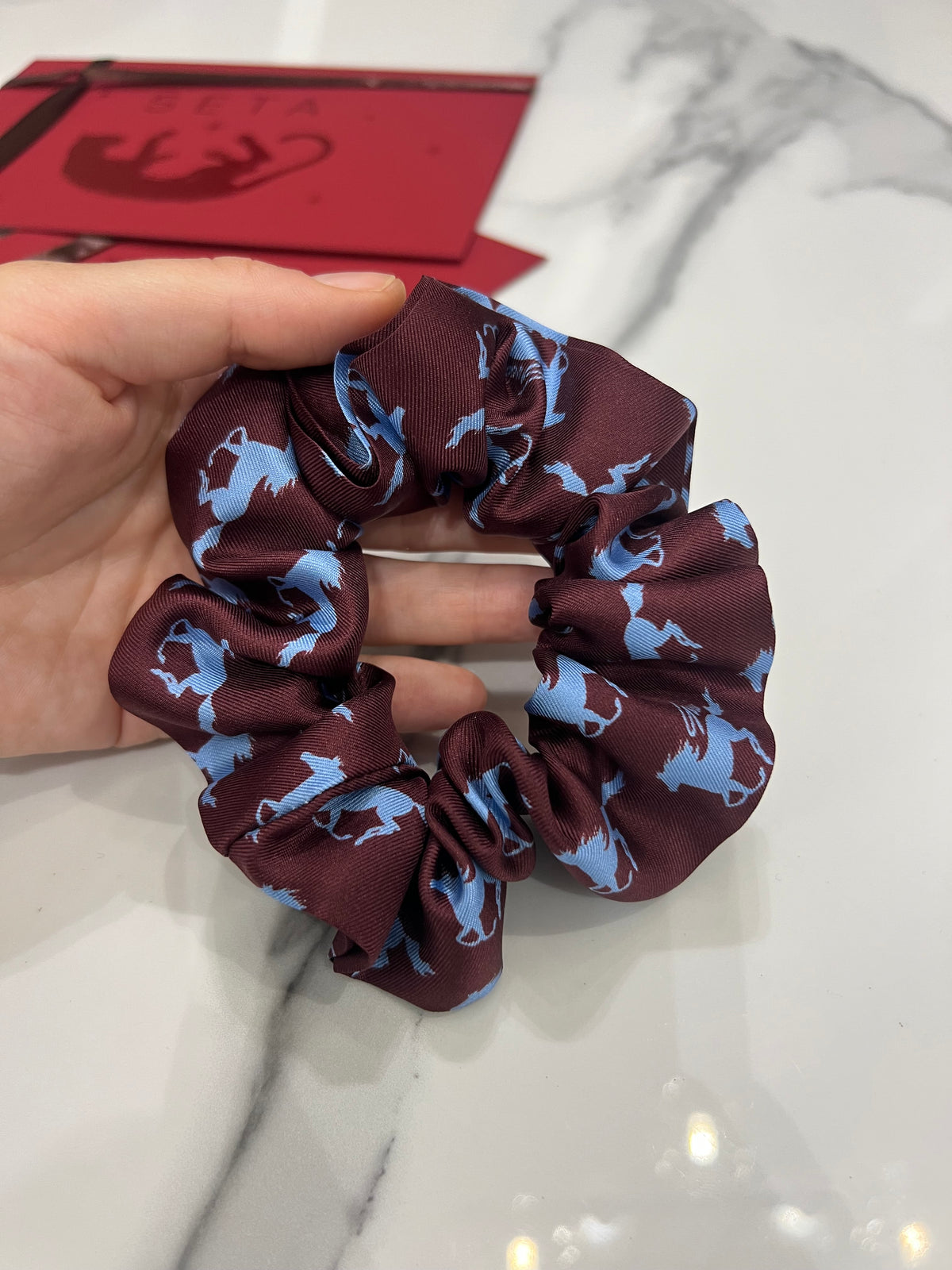Cavallo Blu Silk Scrunchie
