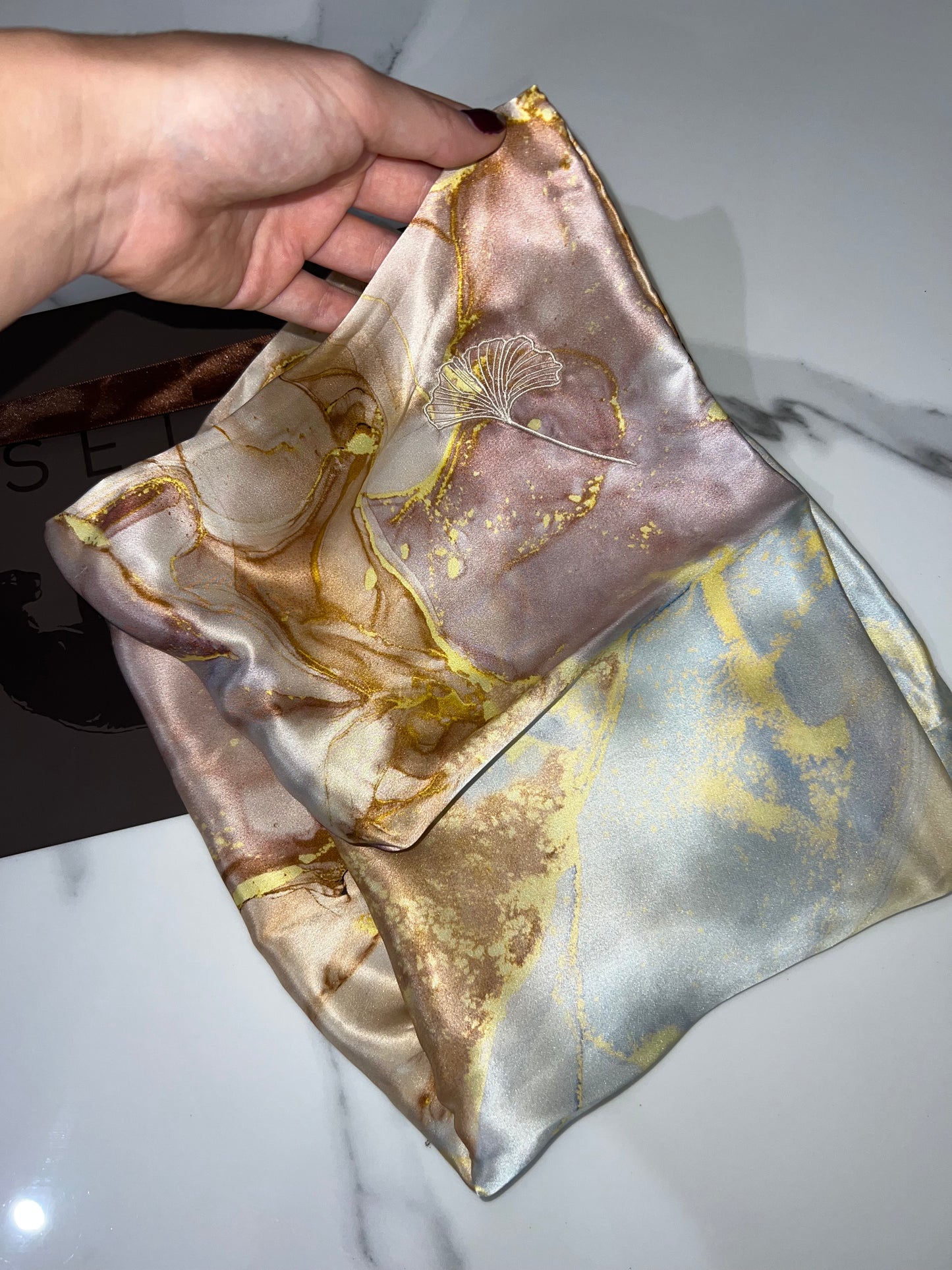 Golden Marble Silk Pillowcase