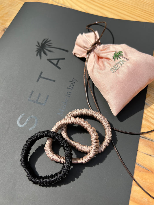 Confezione da 3 piccoli elastici per capelli in seta Skinny Elegance