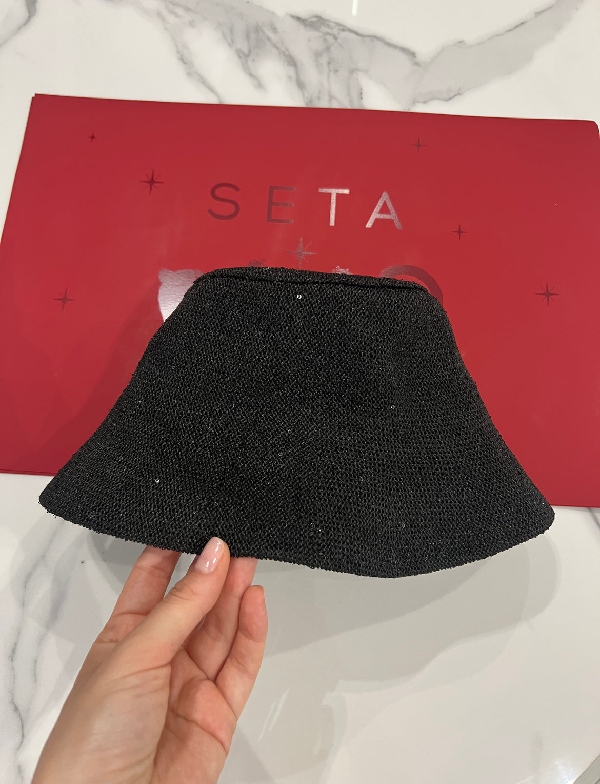 Black Payettes Silk Bucket Hat