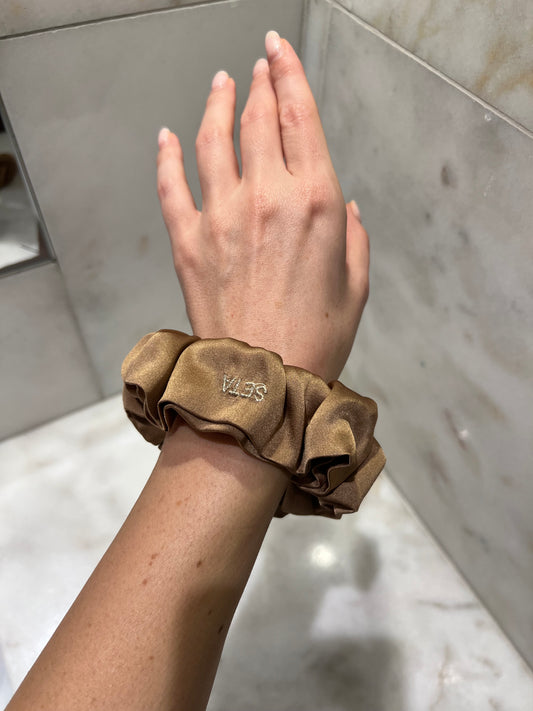 Antique Gold Silk Scrunchie